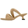 Sandalen Frauen Sommer neue Outdoor dicke Träger Hausschuhe Kätzchen Absätze Kleid Party Panto letten feste Lederschuhe Frau Größe 42 43