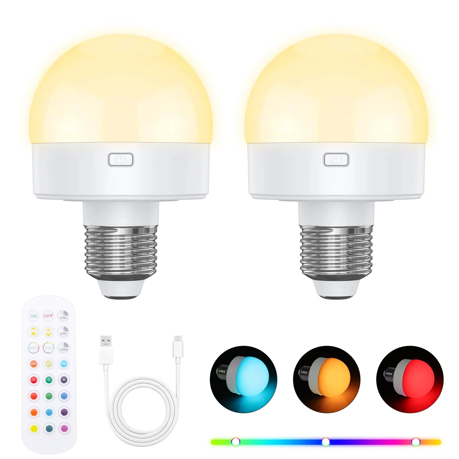 LED-Nachtlicht Wiederaufladbare Glühbirnen 5V USB E27/E26 LED-Lampe RGB LED-Birne Nachtlichter Fernbedienung Beleuchtung Heimdekoration