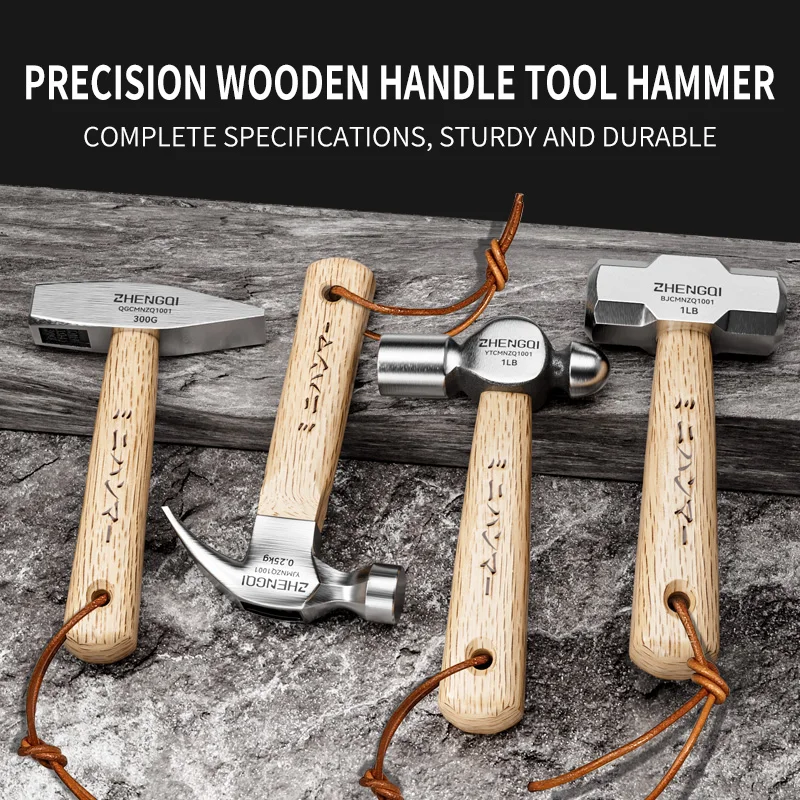 Mini-Klauenhammer, Haushaltswerkzeuge, die häufig in der Holzbearbeitung verwendet werden, Knock-Out-Nägel, Holzgriff, kleiner Hammer aus Kohlenstoffstahl Image