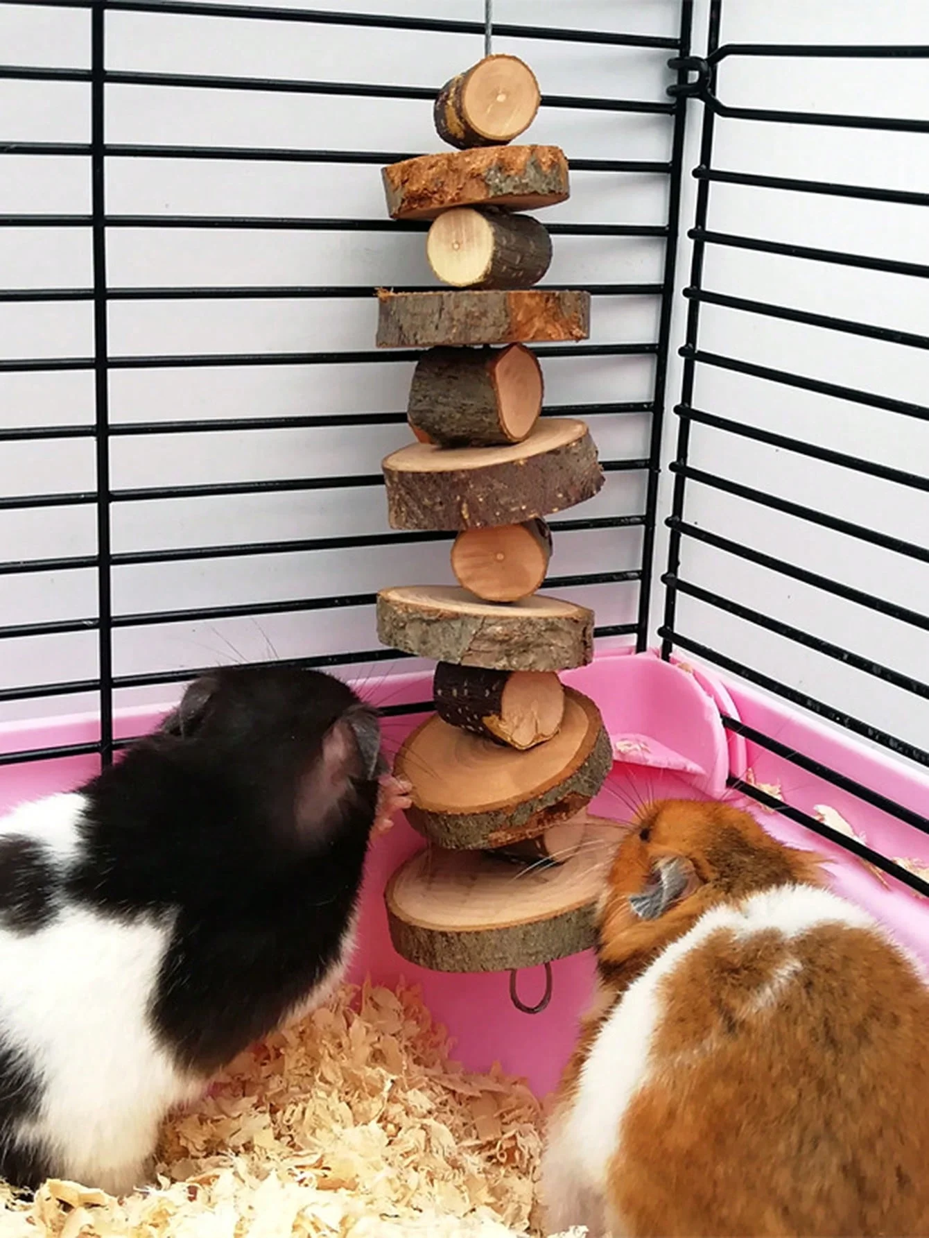 1pc-Simple wooden apple wood chew toy rabbit, chew stick, round wood teeth grinding rope, small pet toy