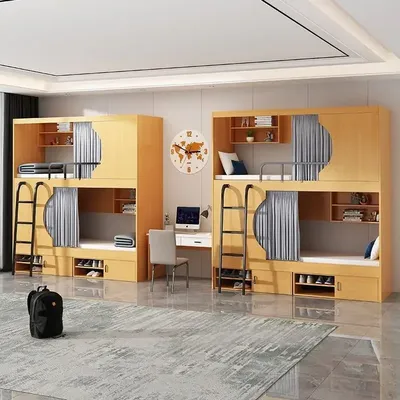 Massivholz Einfaches Raumkapselbett für Erwachsene Schule Jugend Hostel Etagenbett All Image