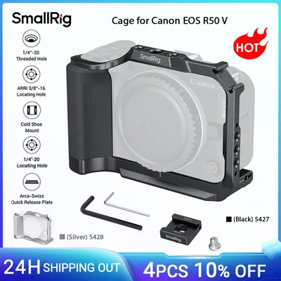 SmallRig Cage für Canon EOS R50 V mit Silikongriff und Arca-Swiss Schnellwechselplatte für Stative für DJI RS Stabilisatoren -5427