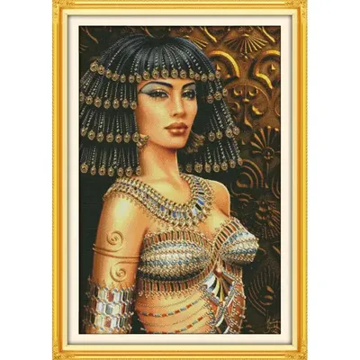 Joy Sunday Pre-printed Cross Stitch Kit Easy Pattern Aida Stamped Fabric Embroidery Set-Cleopatra