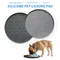 Coffee/pink/gray/black silicone pet meal pad, dog leak-proof feeding pad, round footprint pattern, cat feeding slow licking pad