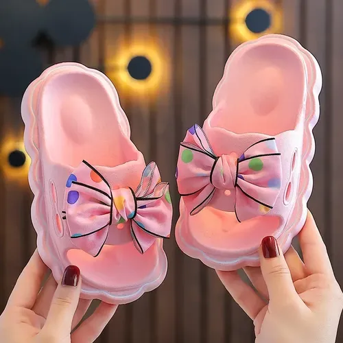Pantoufles d'extérieur à l'offre elles souples pour filles, coordonnantes, avec nœud mignon, pour