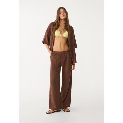 Stradivarius Flowing cotton shirt Brown M