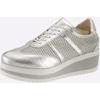 Schnürschuh HEINE, Damen, Gr. 39, silber (silberfarben), Leder, Synthetik, Textil, sportlich, Schuhe