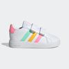 Sneaker ADIDAS SPORTSWEAR "GRAND COURT LIFESTYLE HOOK AND LOOP", Kinder, Gr. 22, weiß (cloud weiß, pulse mint, beam pink), Synthetik, Textil, sportlich, Schuhe, für Kinder, Design auf den Spuren des adidas Superstar