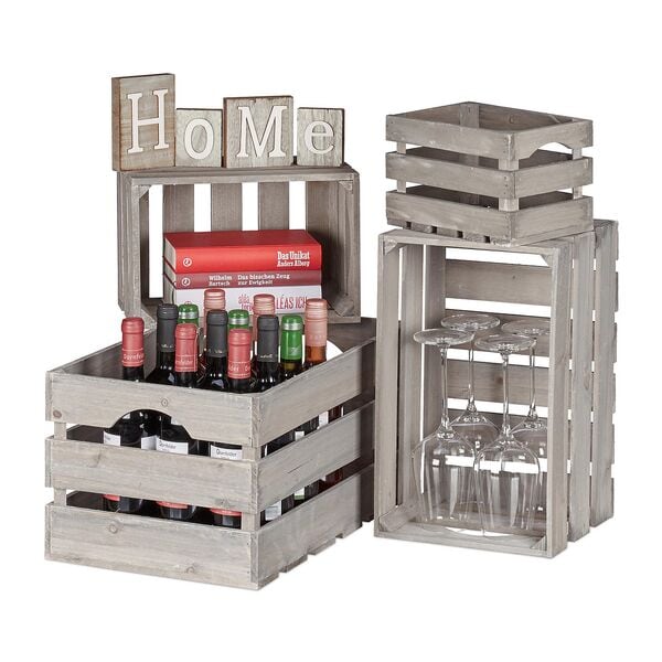 relaxdays Holzkisten Shabby 4er-Set