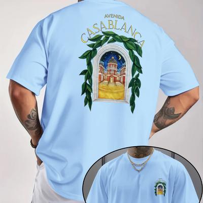 "TEMU Men's Trendy Loose-fit Graphic T-shirt - Casual Summer Short Sleeve Tee With Vibrant Oil Painting Print, Featuring "" & "señuelo" Design, Perfect Gift For Men" Image
