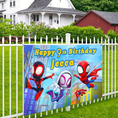 TEMU Spider-man & 9th Birthday Party Banner - Personalized Superhero Theme Decorations, Vibrant Polyester Banner For Room, Home, And , Perfect Gift For Kids’ , Superhero Party Decorations Image