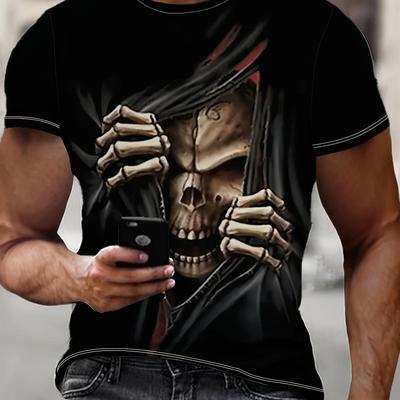 TEMU 2024 Men's Fashion T-shirt, 3d Digital Printing Hd Pattern, Men's Outdoor Casual Round Neck Short Sleeves Image