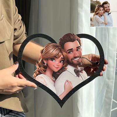 TEMU Customized Cartoon Picture Frames, Frames With Stands - Gifts For Couples On Their Anniversary, Traditional Desktop Photo Frames, Presents For Parents, Gifts For Day, Personalized Image Frames. Image