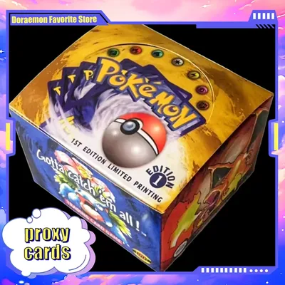 Pokémon Folie, 33 Packungen, 1ST Edition, klassisches Basisset, Proxy-Karten, PKM-Spiele, Image