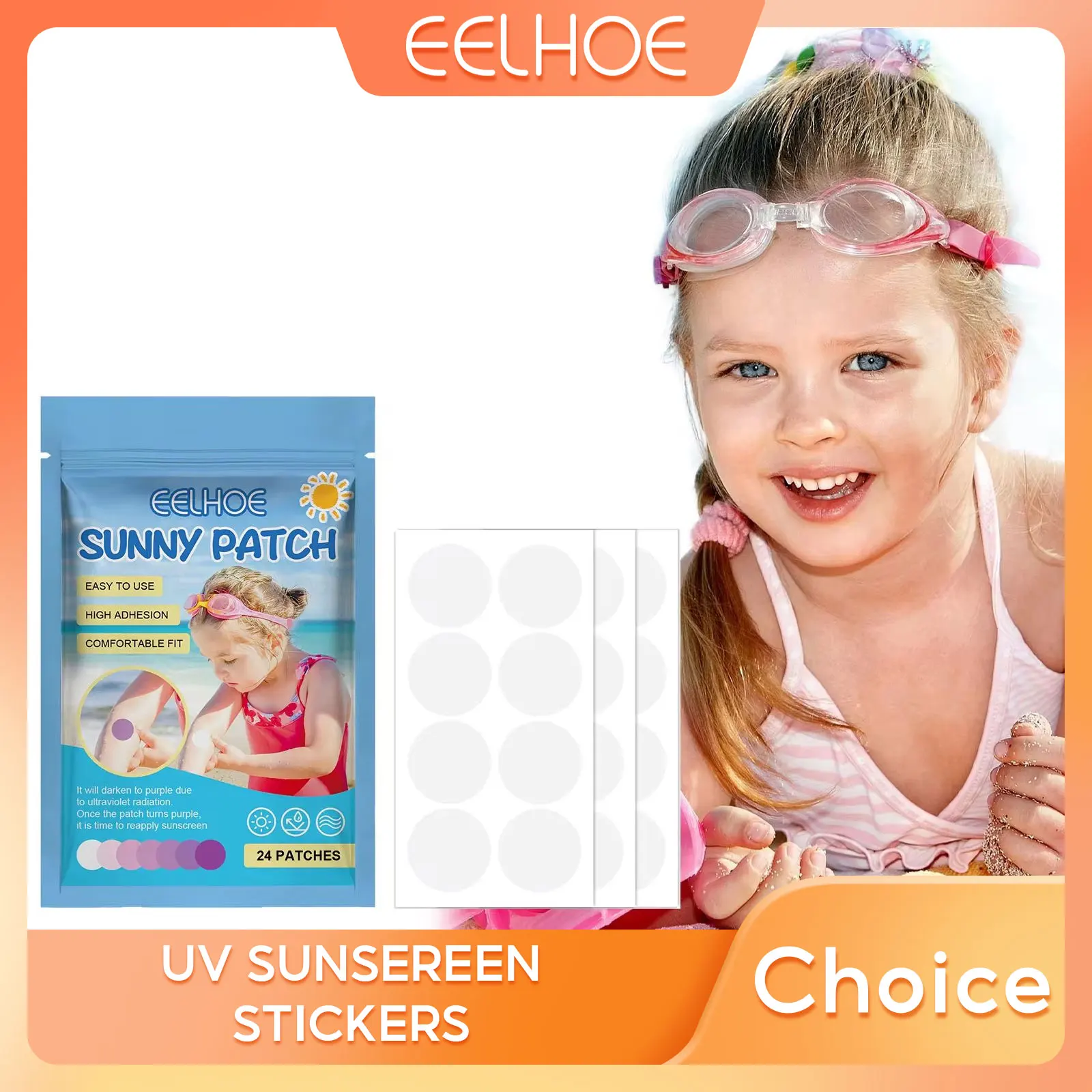 Sonnenschutz Patches Erwachsene Kinder Sonnencreme UV-Schutz Strände Parks Picknick wasserdicht selbst klebende sonnige Aufkleber Hautpflege Image