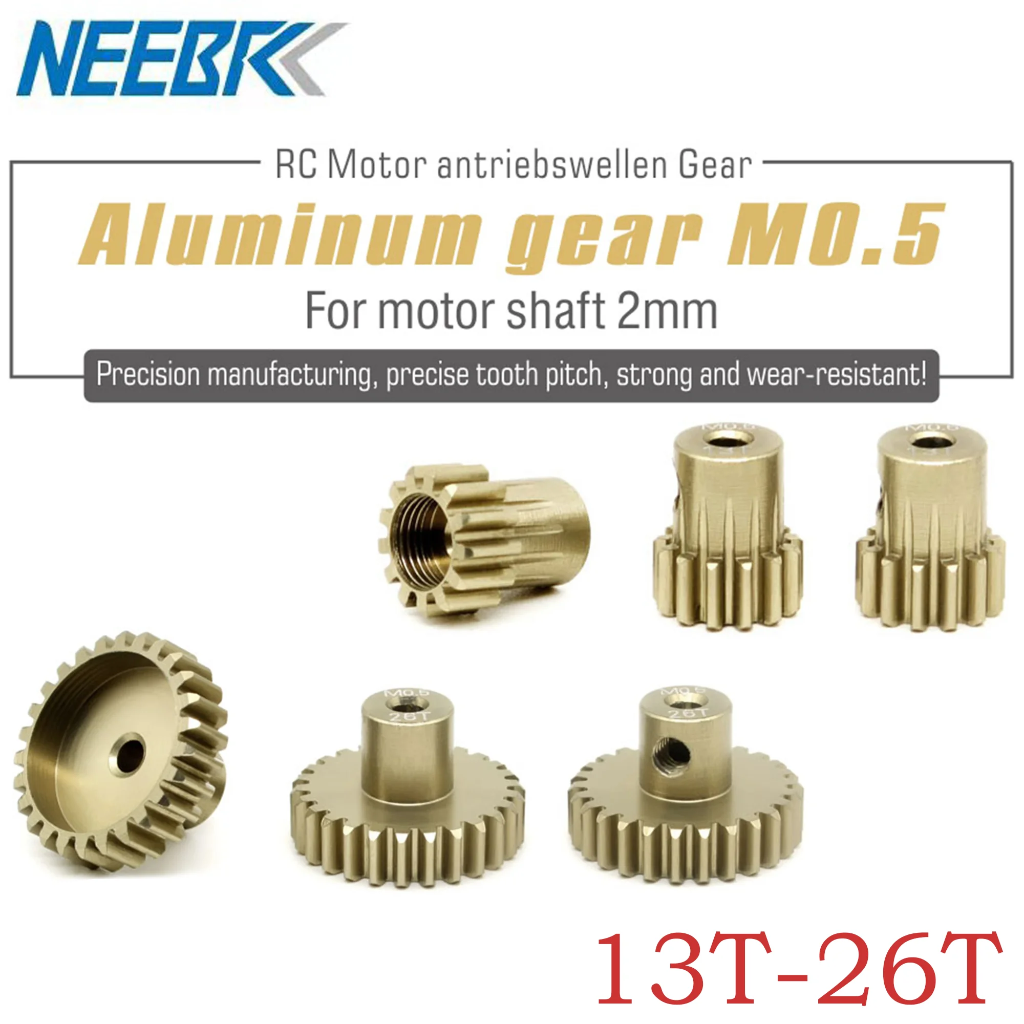 M 0,5 2mm 13T-26T Aluminium Metall Ritzel Motor Getriebe Für 1/28 1/24 RC Mini Auto 2WD Buggy metall Getriebe Motor Teile Spielzeug RC Modell Auto