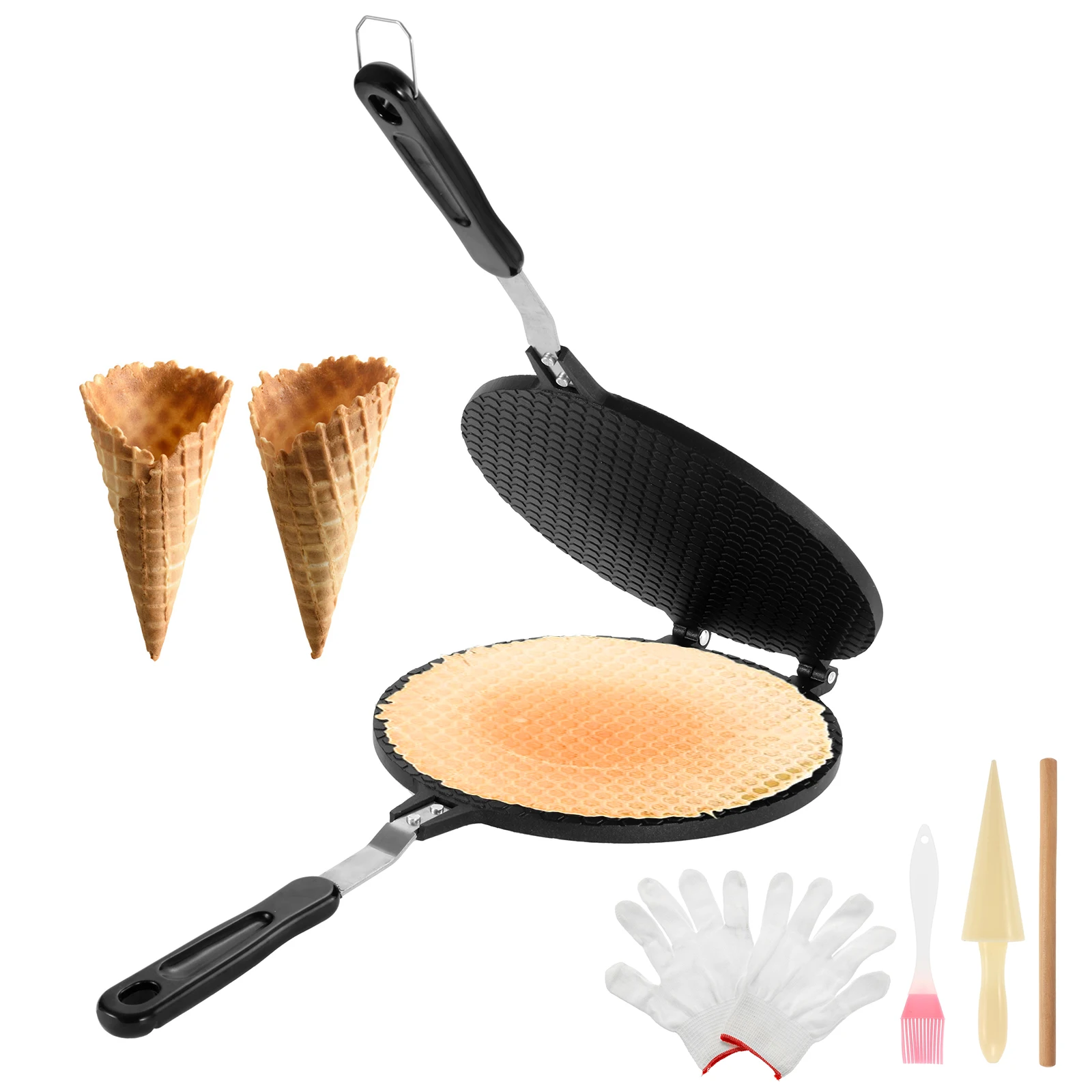 Hause Backformen 22 cm Waffel Kegel Maker Nicht-stick Frühlingsrolle Waffel, Der Pan Kuchen Eisen Form Für DIY Eis Kegel Werkzeug Liefert Image