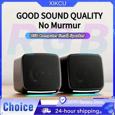 Stereo-Sound-Mini-Lautsprecher mit coolen Lichtern, Computer-Soundbar, USB-betriebene tragbare 3,5-mm-Lautsprecher für Computer, Laptop und iPad Image