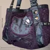 MINISO Sanrio Hello Kitty Vintage Lila Handtasche Y2K Gothic Stil für Frauen Y2K Hot Girl Handtasche