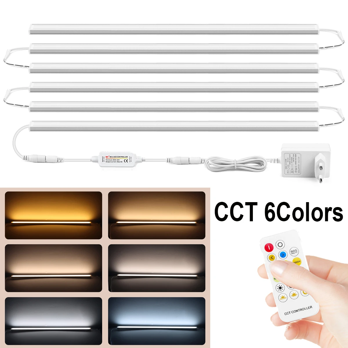 Aluminiumrohr 48 cm Modellsammlung Vitrine LED-Lichtleiste Glühbirne 220 V 110 V bis 24 V CCT-LED-Lampe RF-Dimmer Farbwechsel 8 W