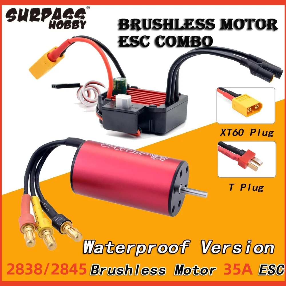 Surpass Hobby KK Wasserdichter bürstenloser Motor 2838 2845 35A ESC-Kombi-Set für 1/12 1/14 1/16 Traxxas HSP TRX4 HSP Remo RC-Car
