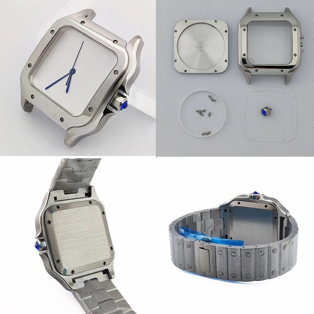 38mm NH35 Quadratisches Gehäuse Silber Edelstahl Modifikationsteile für SKX Mod Zubehör Passend für NH35 Zifferblatt 27mm Zifferblatt NH36 Uhrwerk Image