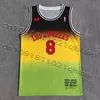 Los Angeles Schwarz Gelb und Grün bedrucktes R I. P. Kobe vorne 8, hinten 24, gepaart mit Love 2
