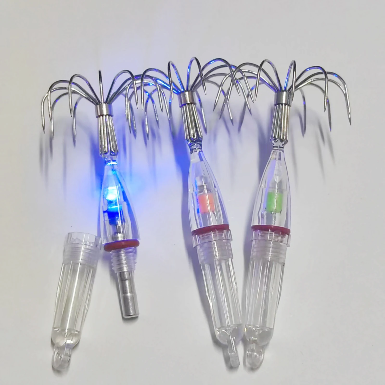Tintenfisch-Angelhaken mit LED-Leuchten, Köder, Angelhaken, Licht, einfach zu bedienen, mit korrosionsbeständigen Materialien, Lampenwerkzeuge, 1–2 Stück Image