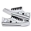 Echte Fotos plus große Damenschuhe Snoopy Cartoon Niedliche weiße schwarze Wohnungen Frühling Herbst Vielseitige Studenten-Freizeitschuhe