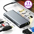 Docking station USB C 11 in 1 HUB da tipo C a HDMI 4K USB 3.0 Trasmissione 5 Gbps Adattatore