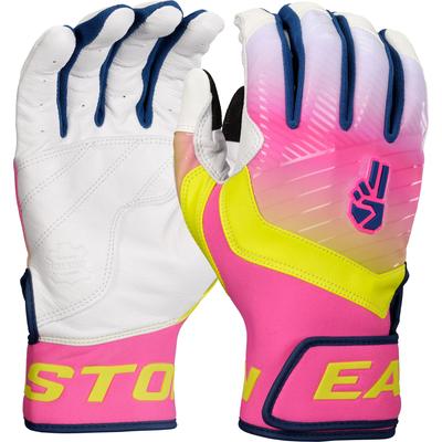 Easton Walk-Off Ethos Dub Youth Baseball Batting Gloves White/Yellow/Pink