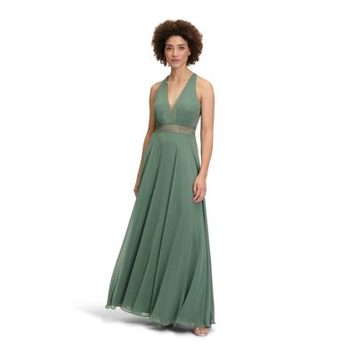 Abendkleid VERA MONT "Vera Mont Abendkleid mit Spitze", Damen, Gr. 42, Normalgrößen, grün (light aventurine), Obermaterial: 100% Polyester. Besatz: 100% Polyester. Futter: 100% Polyester., festlich, ausgestellt lang, V-Ausschnitt, ohne Ärmel,... Image