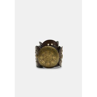 Stradivarius Studded belt with plate Brown 26