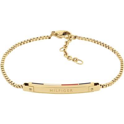 Armkette TOMMY HILFIGER "LINEAR, 2780952, 2780953", bunt (gelbgoldfarben, blau, rot, weiß), Armbänder, Damen, Edelstahl, mit Emaille Image