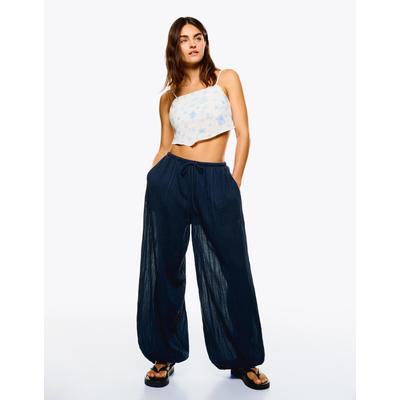 Bershka Sarouel Trousers Women L Navy