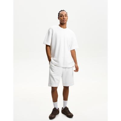 Bershka Plush Bermuda Shorts Men Xs White