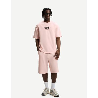 Bershka Plush Bermuda Shorts With Print Men Xl Pink
