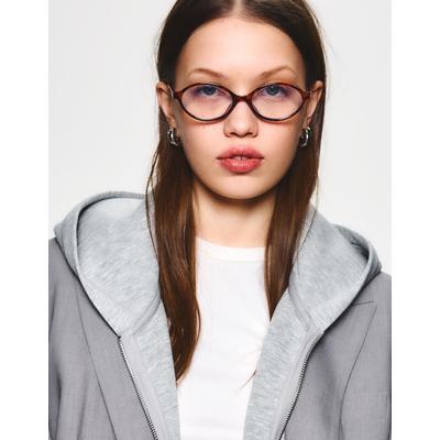 Bershka Oval Resin Sunglasses Women Brown