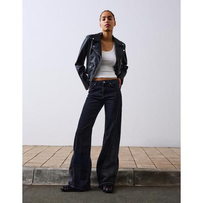 Bershka Leather Effect Biker Jacket Women L Black