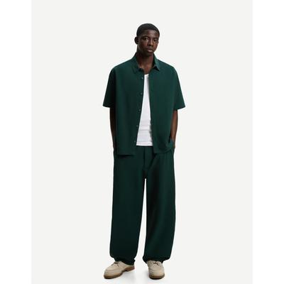 Bershka Pleated Baggy Jogger Trousers Men L Green