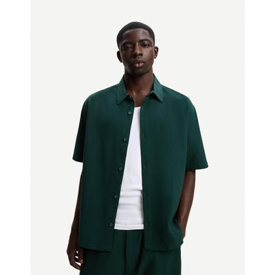 Bershka Pleated Short Sleeve Shirt Men S Green