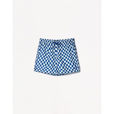 Bershka Check Print Swimming Trunks Men M Blue
