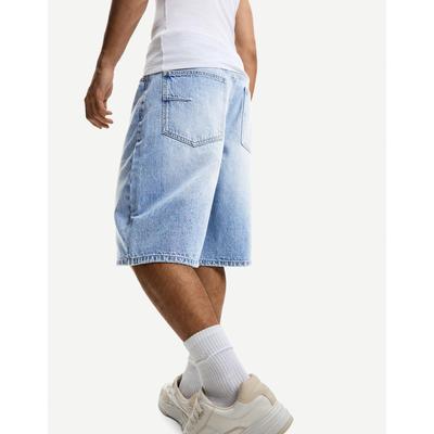 Bershka Baggy Denim Bermuda Shorts Men 28 Light Blue