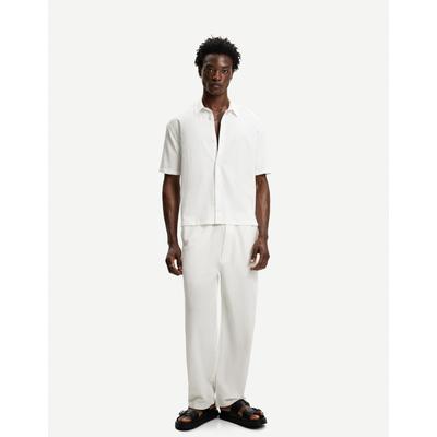 Bershka Pleated Baggy Jogger Trousers Men L Off White