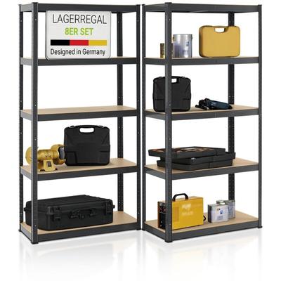 Juskys Lagerregal Basic 8er Set 180x90x40 cm – 8 Schwerlastregale mit 40 Böden – max. 7000 kg Image