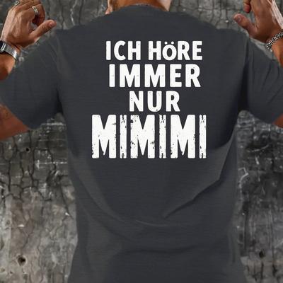"TEMU Men's Casual "ich Höre Nur " Graphic Tee - Short Sleeve Summer T-shirt, Beige Polyester Blend, Round Neck, Lightweight & Breathable For Casual Attire" Image