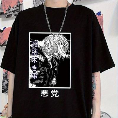 TEMU Anime Shigaraki Tomura Cool Graphic Printed T-shirt Men Outdoor Street Loose Y2k T-shirt Summer Cool Round Neck T-shirt Shirt Image