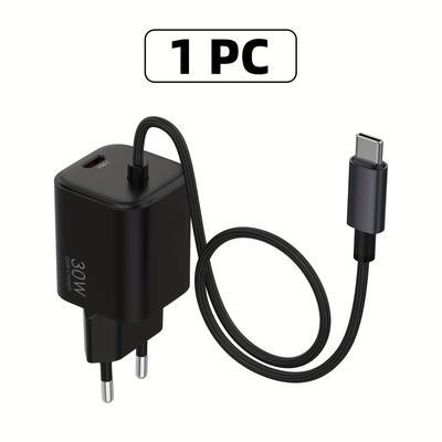 TEMU 30w Usb C Charger With Fast Charging Cable For /air, 1.05m Type-c Charging Cable Usb Adapter For Iphone 16 15 14, For Ipad Pro, For Galaxy S24 Image