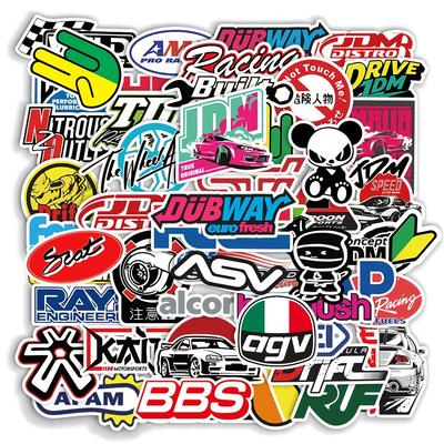 TEMU 100 Jdm Car Stickers Trendy Stickers Japanese Modified Car Retro Stickers Image