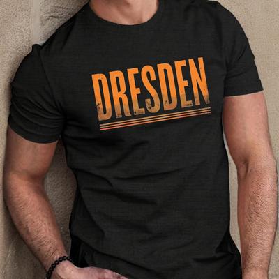 TEMU Men's Gradient Dresden Graphic T-shirt - Casual Short Sleeve Summer Tee With Geometric Print, Regular Fit, Machine Washable Image